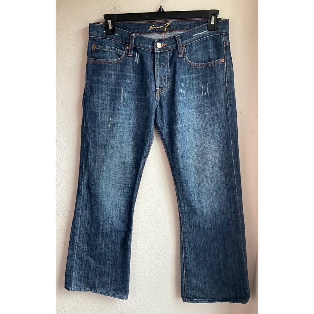 7 Seven For all Mankind Women Sz 30 Denim Jeans bootcut Flared light Distressing